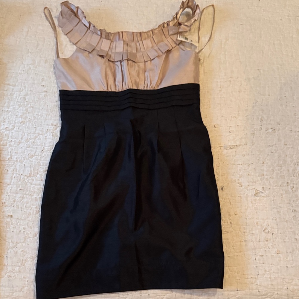 Jessica Howard Black and Cream Ruffle Mini Dress